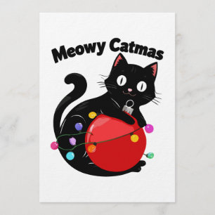 Invitación Meowy Catmas - Gato con adorno de Navidad