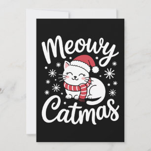 Invitación Meowy Catmas Navidad Gato Santa Sombrero Bufanda X