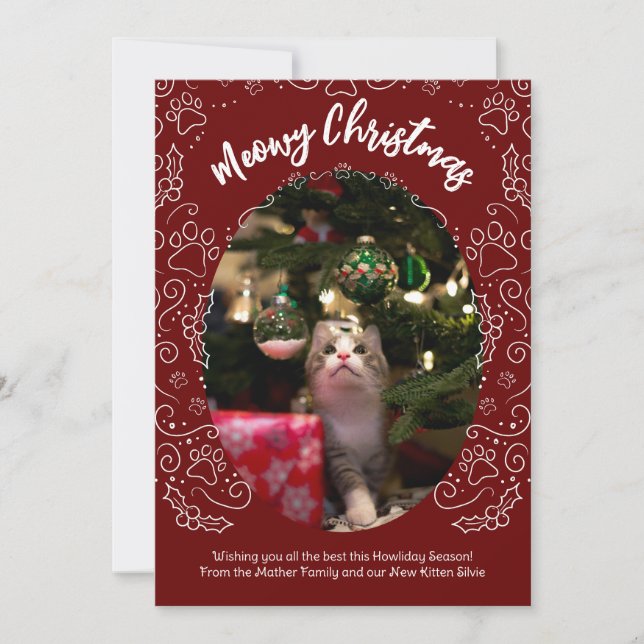 Invitación Meowy Christmas Cat Pet Christmas Card Christmas C (Anverso)