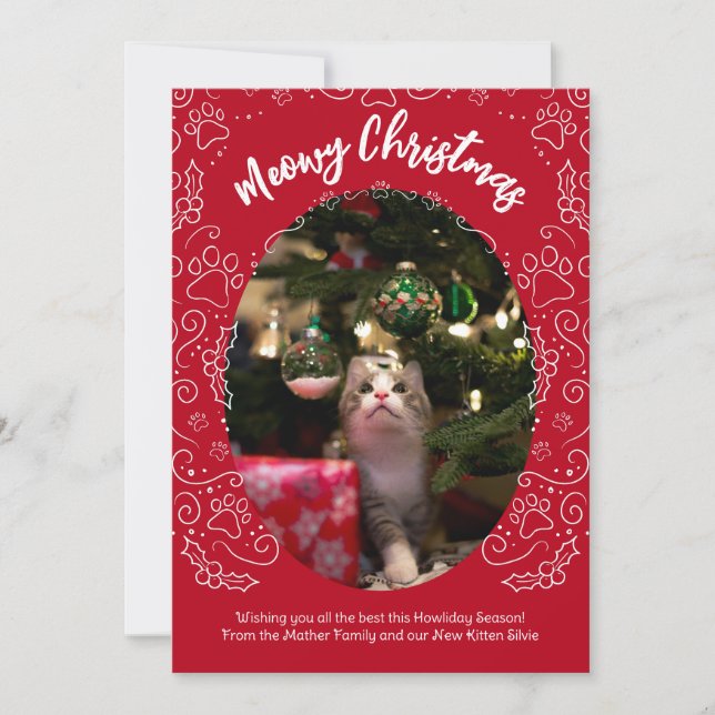 Invitación Meowy Christmas Cat Pet Christmas Card Christmas C (Anverso)