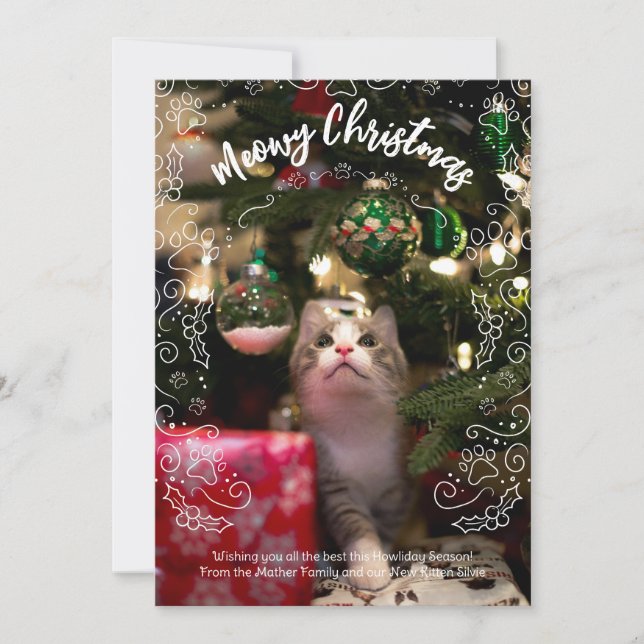 Invitación Meowy Christmas Cat Pet Photo Christmas Card Tarje (Anverso)