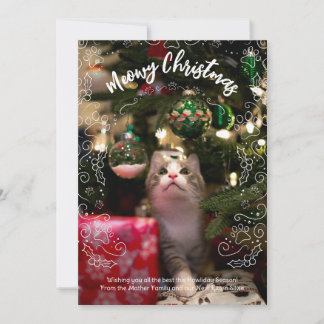 Invitación Meowy Christmas Cat Pet Photo Christmas Card Tarje