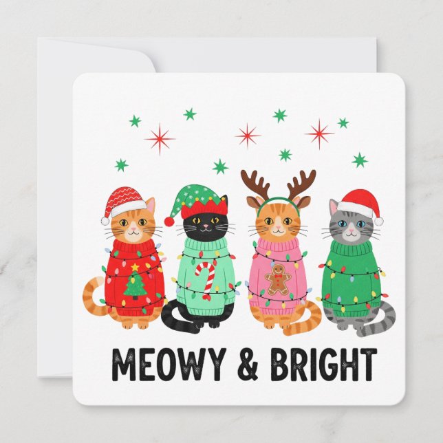 Invitación Meowy Navidades Cat (Anverso)