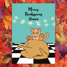 Meowy Thankending Dinner Funny Cat Personalizado