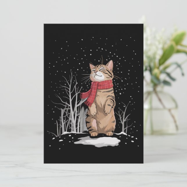 Invitación Meowy Xmas Cats Christmas Snow Kitten Funny Gift  (Anverso de pie)