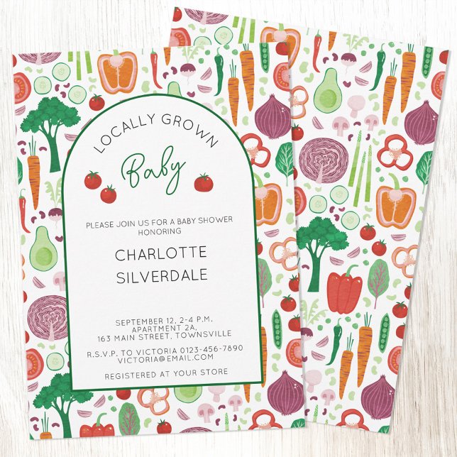 Invitación Mercado de agricultores Baby Shower de producción  (Farmers Market Locally Grown Baby personalized baby shower invitation)