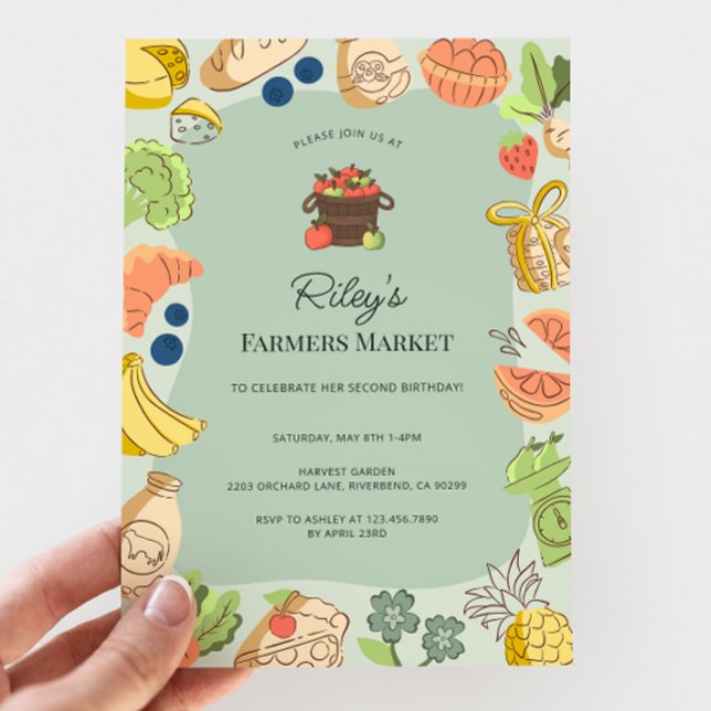 Invitación Mercado de agricultores verdes cumpleaños orgánico (Subido por el creador)
