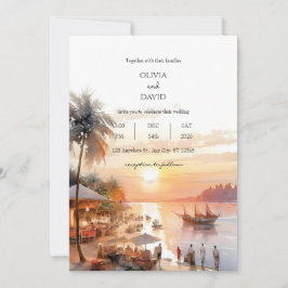 Invitación Mercado De Aldeas Costeras Marinas En Sunset Boda