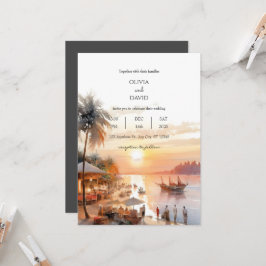 Invitación Mercado De Aldeas Costeras Marinas En Sunset Boda