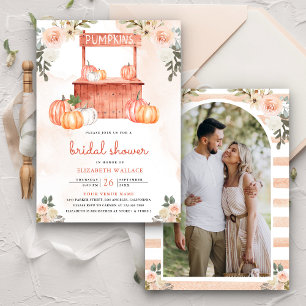 Invitación Mercado de Calabaza Floral de Melocotón Foto Despe