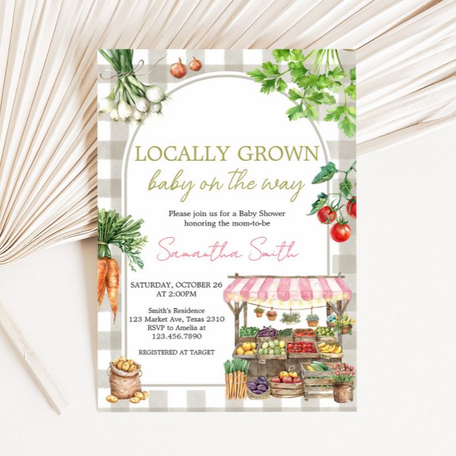 Invitación Mercado de chicas de agricultores Baby Shower de p (Farmers Market Baby Shower Invitation)