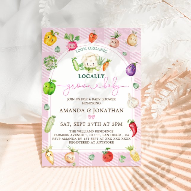 Invitación Mercado de granjeros rosados Baby Shower de crecim (Subido por el creador)