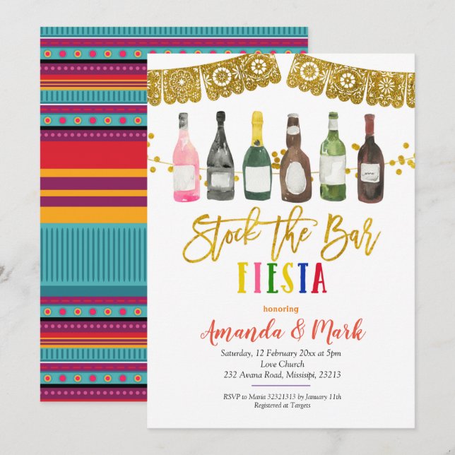 Invitación Mercado de la Fiesta Mexicana La ducha de la parej (Anverso / Reverso)