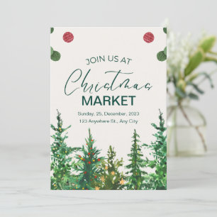 Invitación Mercado de Navidades de invierno verde de Beige
