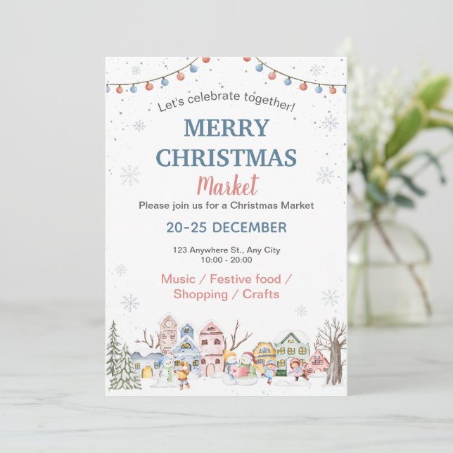 Invitación Mercado de Navidades de vacaciones de invierno con (Anverso de pie)