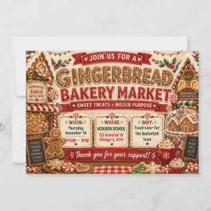 Invitación Mercado de Pan de Jengibre Feria Navideña Venta de