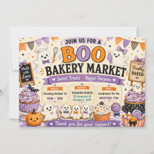 Invitación Mercado de Panadería de Halloween Boo Venta de Hor