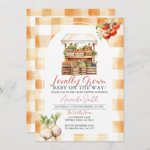 Invitación Mercado fresco local Baby Shower Gingham