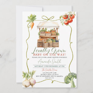 Invitación Mercado fresco local Baby Shower Gingham