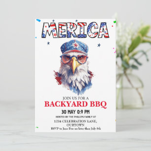 Invitación Merica 4 de Julio Backyard BBBQ