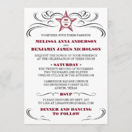 Invitación meridional marrón y blanca de la boda