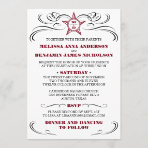 Invitación meridional marrón y blanca de la boda