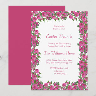 Invitación Meriendas de Pascua con Petunias Románticas enmarc