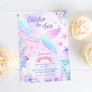 Invitación Mermaid 1st Birthday Oneder The Sea Party