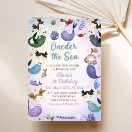 Invitación Mermaid 1st Birthday Oneder The Sea Party