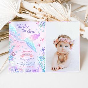 Invitación Mermaid 1st Birthday Oneder The Sea Party Photo
