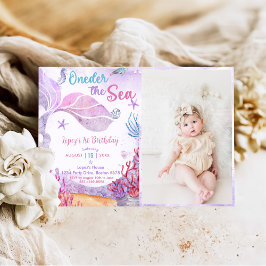Invitación Mermaid 1st Birthday Oneder The Sea Party Photo