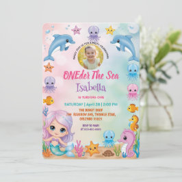 Invitación mermaid 1st Photo Under the sea cumpleaños