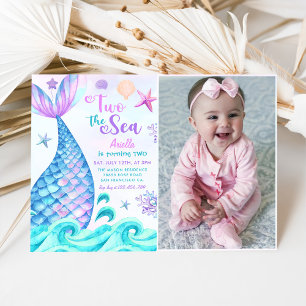 Invitación Mermaid 2nd Birthday Two The Sea Party Photo