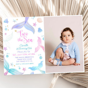 Invitación Mermaid 2nd Birthday Two The Sea Party Photo