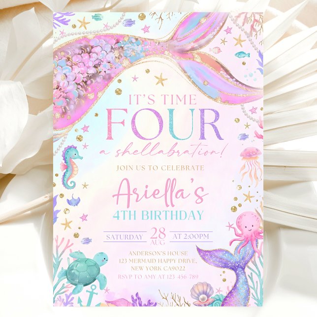Invitación Mermaid 4Th Birthday Invitation (Subido por el creador)