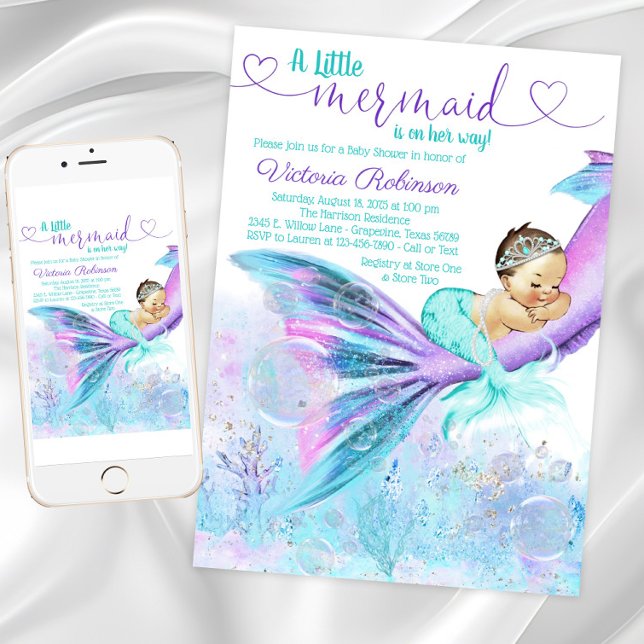 Invitación Mermaid Baby Girl Baby Shower (Mermaid Baby Girl Baby Shower Invitation. Instant download and printed invitations available.)