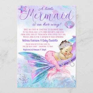 Invitación Mermaid Baby Shower a Distancia por Correo