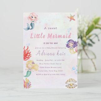 Invitación Mermaid Baby Shower Under the Sea Baby Girl Invita