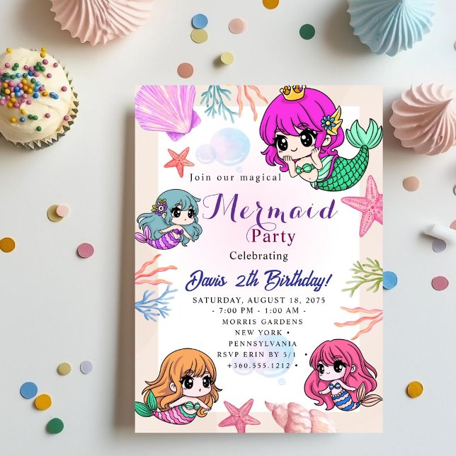 Invitación Mermaid Birthday Bash (Subido por el creador)