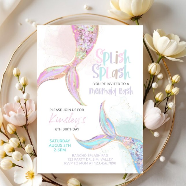 Invitación mermaid birthday, mermaid party invite, girls  (Subido por el creador)