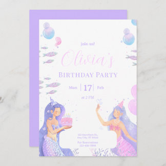 Invitación Mermaid Birthday Party, Under the Sea Mermaid