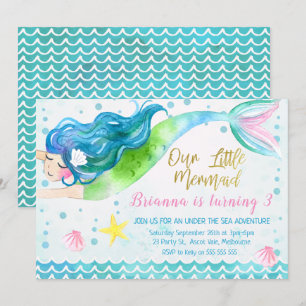 Invitación Mermaid color agua