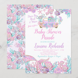 Invitación Mermaid Drive Por Baby Shower Parade