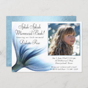 Invitación Mermaid Glam   Duste Ice Blue Photo Splish Splash