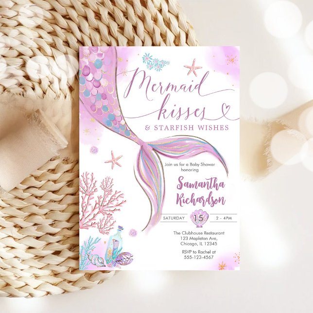 Invitación Mermaid Kisses Under the Sea Baby Shower (Subido por el creador)