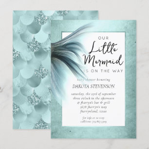 Invitación Mermaid Luxe Ducha de Aqua Green Mint Seafoam