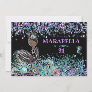 Invitación *~* Mermaid LUXE GLAM Under the Sea 21 Cumpleaños