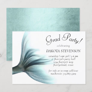 Invitación Mermaid Luxe   Graduación de Mint Green Aqua