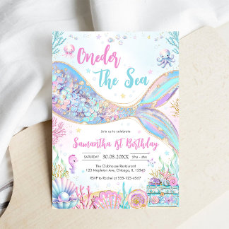 Invitación Mermaid Oneder the Sea 1st Birthday