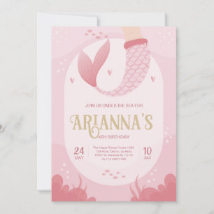 Invitación Mermaid Pink Blush Invitation for Birthday Party